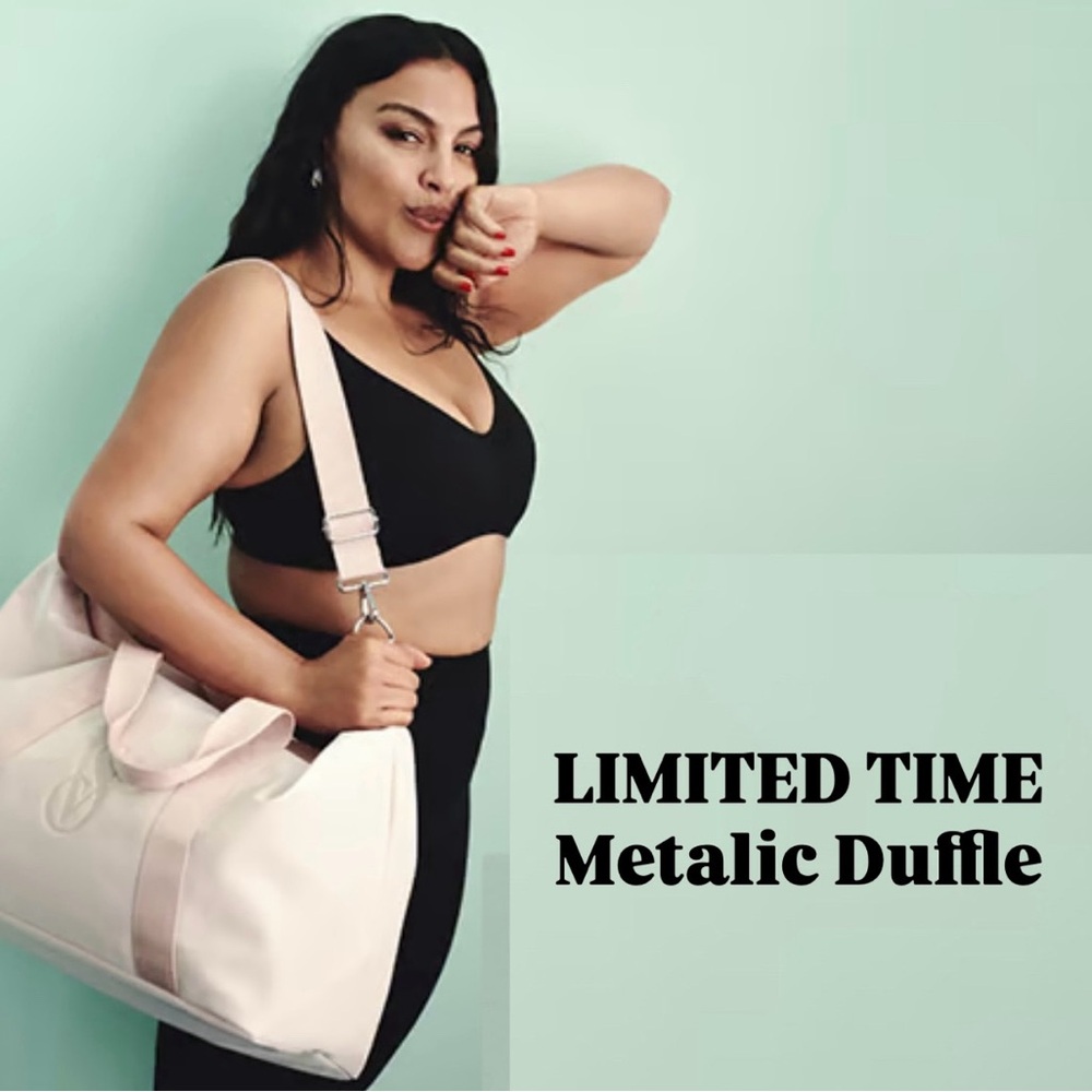 NWT VS Pink Metallic Duffle Bag - Cream